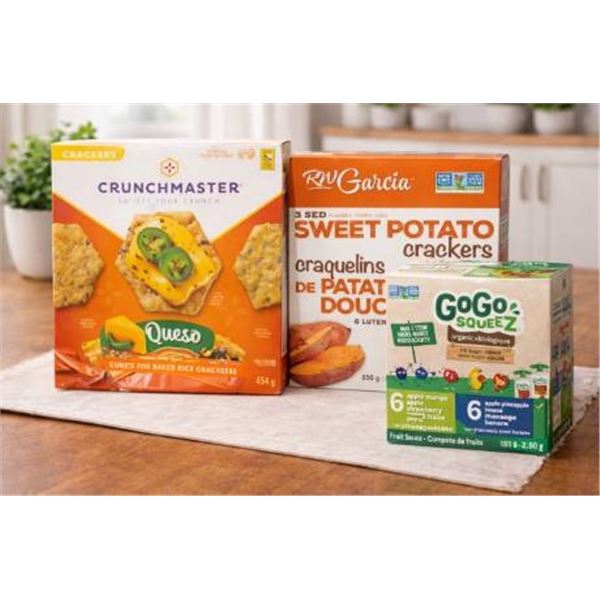 3 Crackers and Pureed Fruit Pouches Assortment