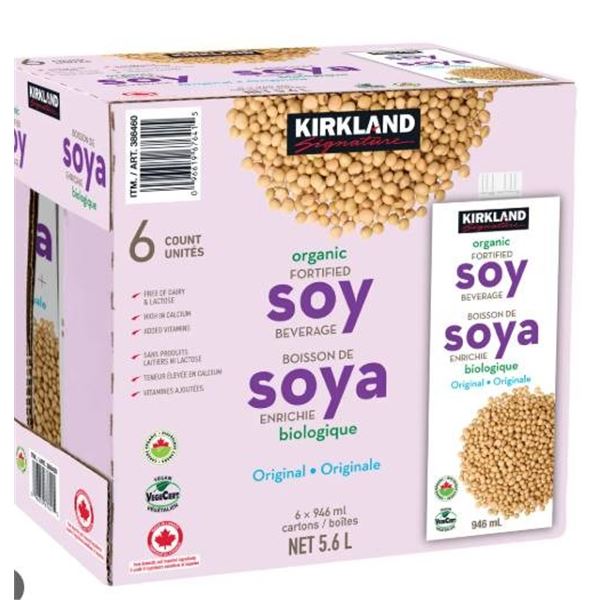 Kirkland Organic Fortified Soy Beverage 6 x 946 mL