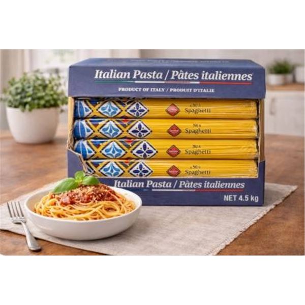 9 x 500 g Italian Spaghetti Pasta, Net Weight 4.5 kg