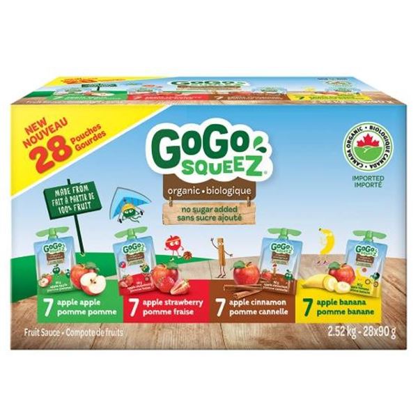 GoGo squeeZ Organic Fruit Sauce Variety Pack, 28 x 90g