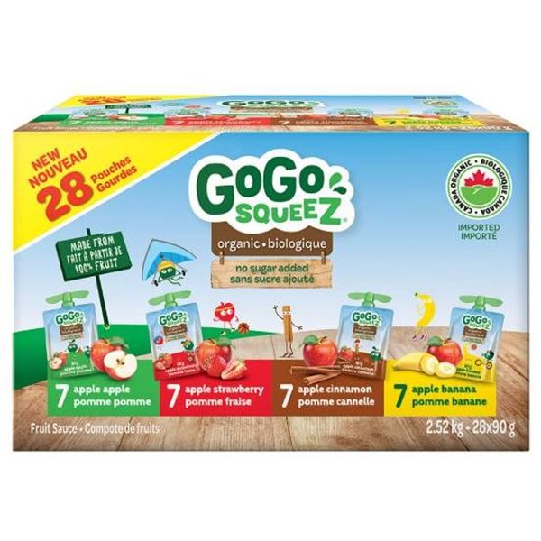 GoGo Squeez Organic Fruit Sauce, 28 Pouches, 2.52 kg Total