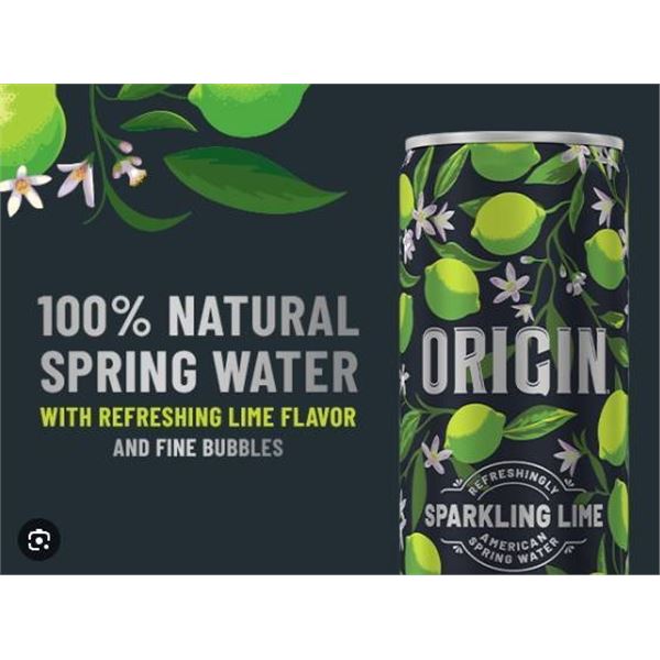 Origin Biologique Lime Sparkling Water 24 x 355 mL