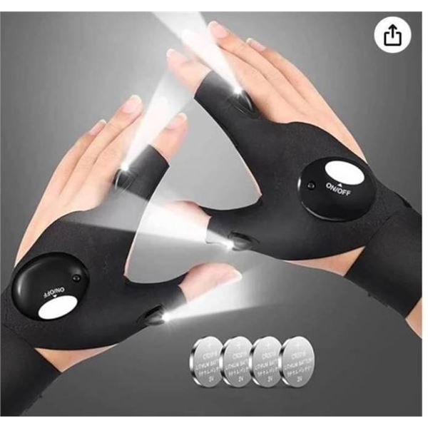 LED Flashlight Gloves Pair With Built-In Lights