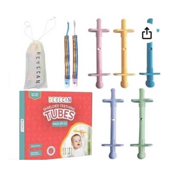 Bebecan Shielded Teething Tubes – Baby Teething Relief 0-36 Months, Anti-Choking Design, Cl