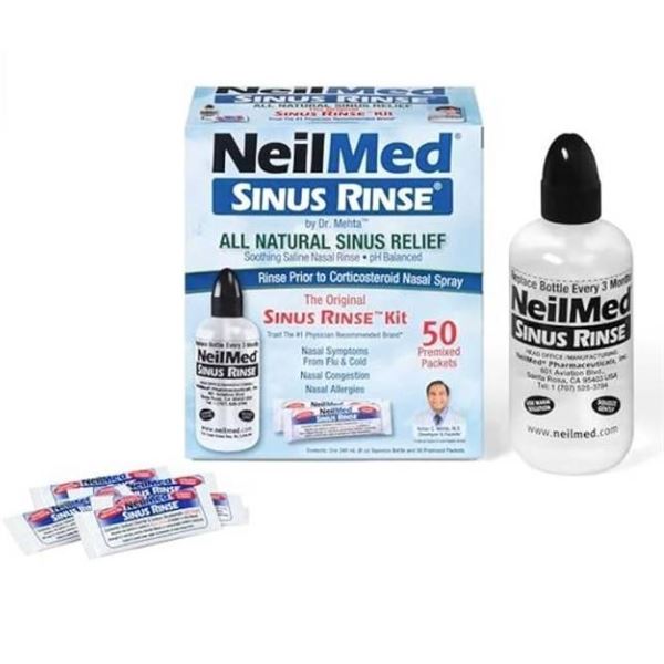 NeilMed Sinus Rinse Kit with 50 Premixed Packets