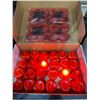 Image 2 : AMAGIC 24 Pack Heart Red Tealights with 2000 Pas Artificial Petals, Battery Operared Candles Led Tea