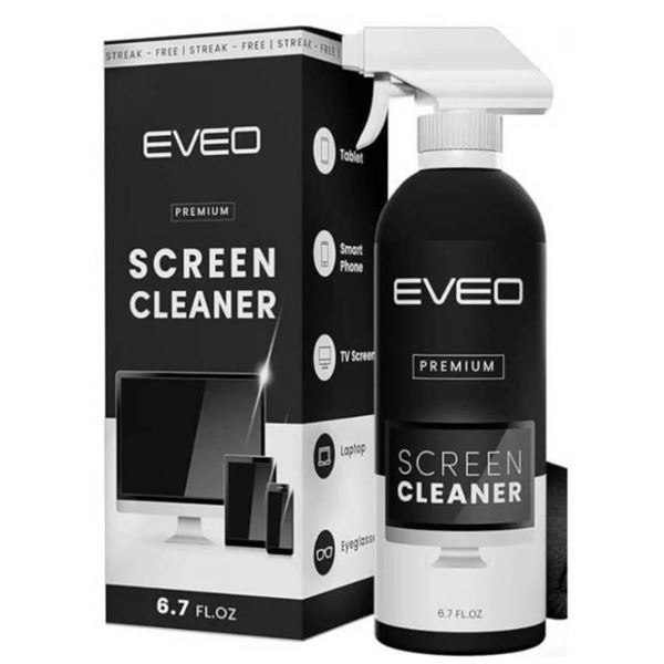 Eveo Premium Screen Cleaner Spray with Microfiber Cloth – 6.7 fl oz (198 ml)