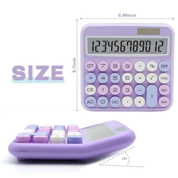Electronic Calculator With Multi-Color Buttons, Purple