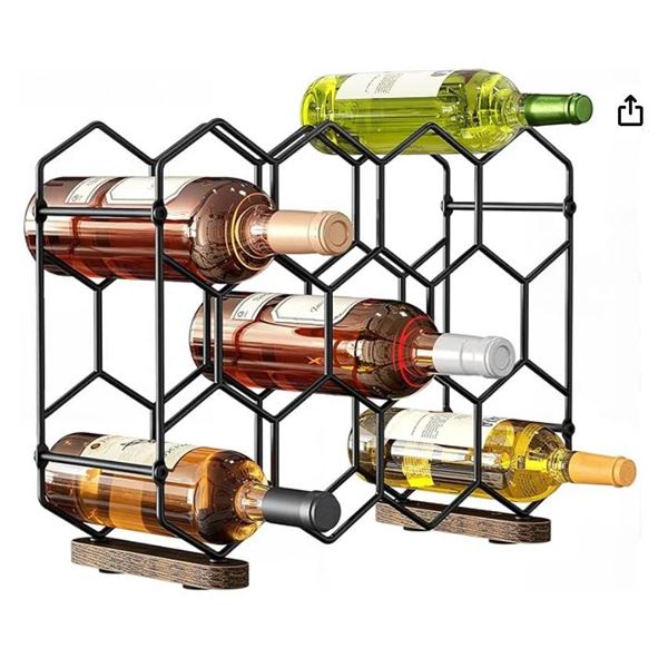 Nuovoware Countertop Wine Rack, 14-Bottle Freestanding Modern Hexagonal Structure, 3 Tier Tabletop W