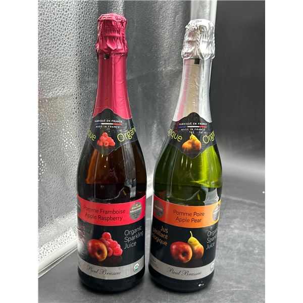 Lot of 2 – Paul Brassac Organic Sparkling Juice – Apple Raspberry and Apple Pear