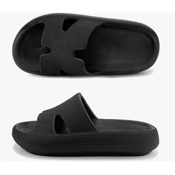 Black Cloud Style Slides Sandals  Size 6