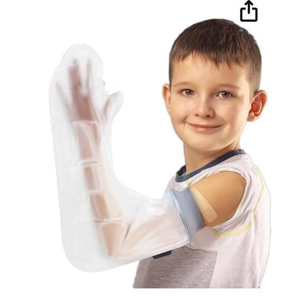 Waterproof Cast/Dressing Cover for Kids (S), Full Arm, Gray