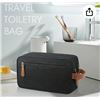 Image 1 : Lubardy Black Leather and Canvas Multi-Zipper Toiletry Bag