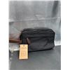Image 2 : Lubardy Black Leather and Canvas Multi-Zipper Toiletry Bag