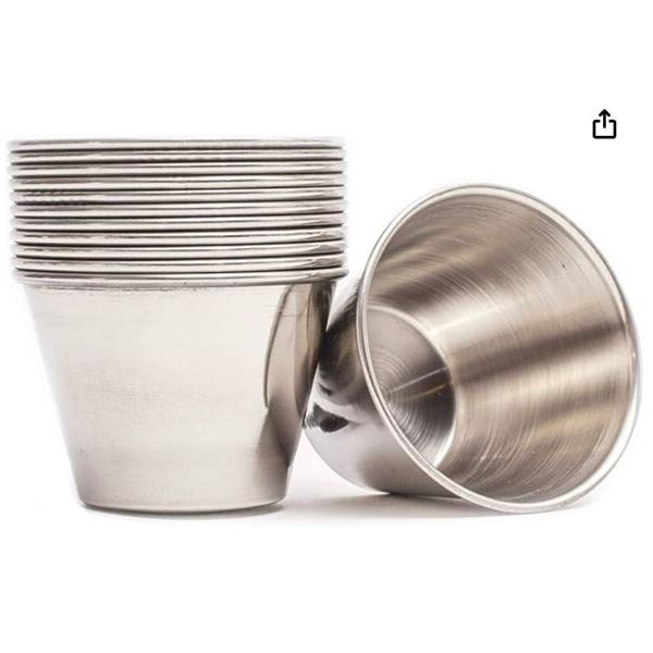 EHomeA2Z Ramekins Stainless Steel Condiment Sauce Cups, Metal Ramekins 12pc