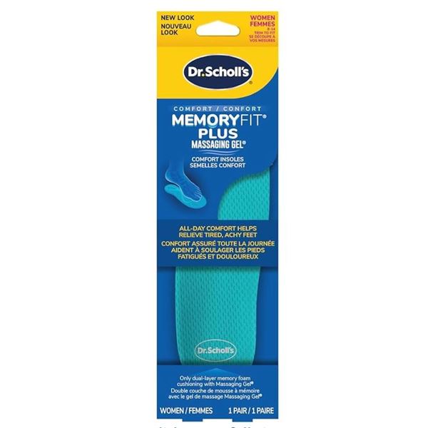 Dr. Scholl’s Memory Fit Plus Massaging Gel Comfort Insoles Size 8-14