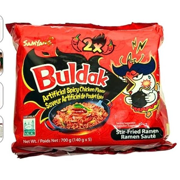 Samyang Buldak 2X Spicy Chicken Stir-Fried Ramen 700g (5 x 140g)
