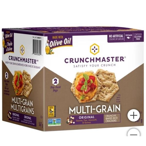 Crunchmaster Multi-Grain Crackers, 567 g, Made with Olive Oil, Vegan