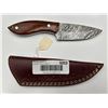 Image 2 : Damascus Steel Fixed Blade Knife With Wood Handle and Sheath