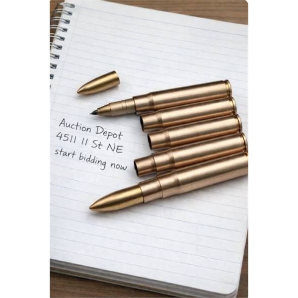 Lot of Six Bullet-Shaped Ballpoint Pens with Removable Caps