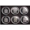 Image 1 : Six Canada 50 Cents Coins Featuring Queen Elizabeth II and Coat of Arms