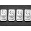 Image 1 : Four 1-Gram .999 Fine Silver Bars with Maple Leaf Design
