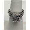 Image 2 : Sterling Silver Wedding Ring Set with Cubic Zirconia Stones
