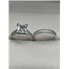 Image 3 : Sterling Silver Wedding Ring Set with Cubic Zirconia Stones