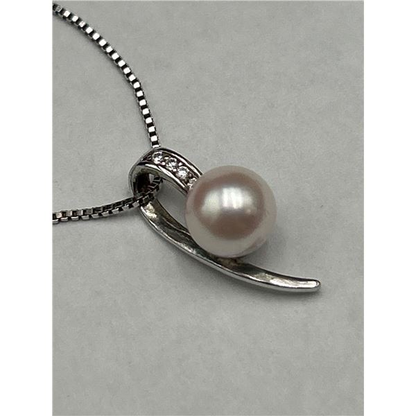 PearlsOnly Japanese Akoya Pearl and Sterling Silver Necklace With Certification