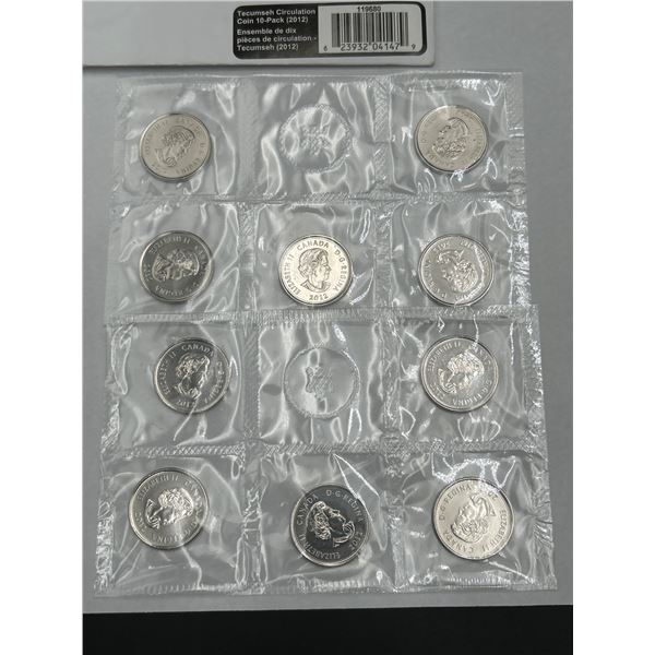 Tecumseh Circulation Coin Set (2012) – Set of 10 Coins