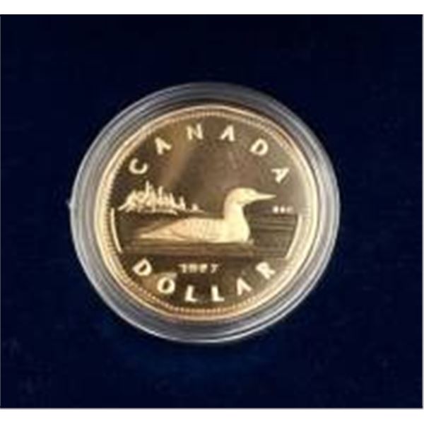1987 Canadian Gold Plated Silver Dollar Featuring Loon Design
