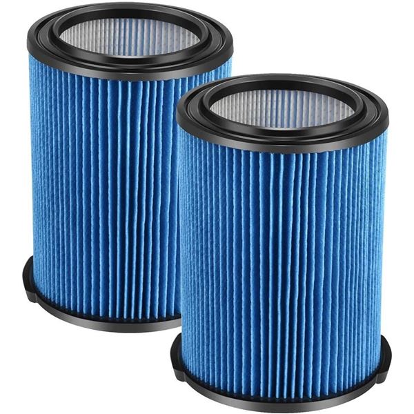 2 Pack VF5000 Filter with Foam Sleeve, Blue Pleated Design