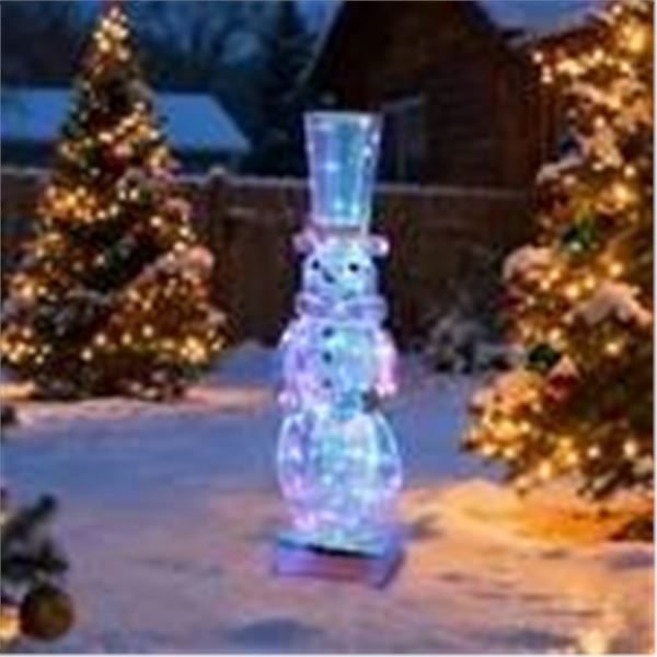 Prismatic Snowman Decorative Light Display with Multicolor Illumination