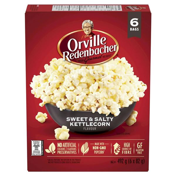 Orville Redenbacher Sweet & Salty Kettlecorn Popcorn, 6 Bags (492 g Each)