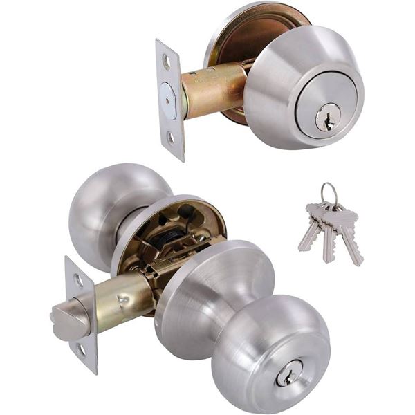 Weiser Essentials SmartKey Door Knob Set with 4 Keys