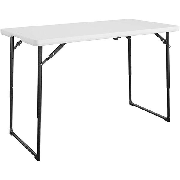 4ft Adjustable Height Folding Table with Blow Molded Top