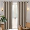 Image 1 : Joydeco Natural Linen Curtains 84 Inch Length, 100 Percent Blackout, 2 Panels