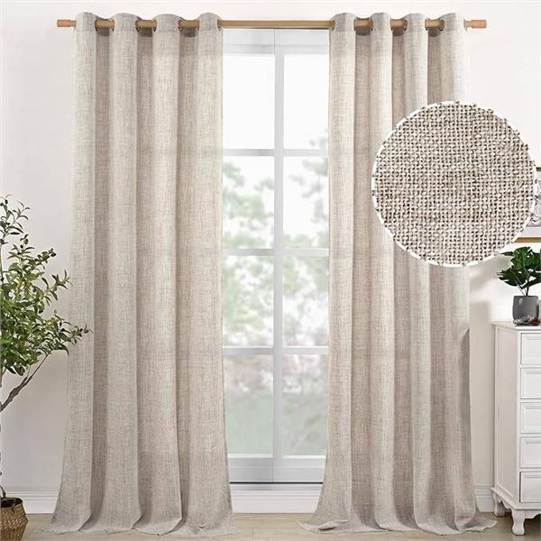 YoungTex Beige Curtain Panel With Grommet Top, 52×94 Inches