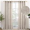 Image 1 : 52 x 84 Inch Blackout Linen Curtains, 2 Panels, Natural