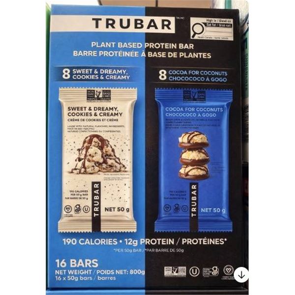 TruBar Plant-Based Protein Bar Pack, 16 Bars, 800g