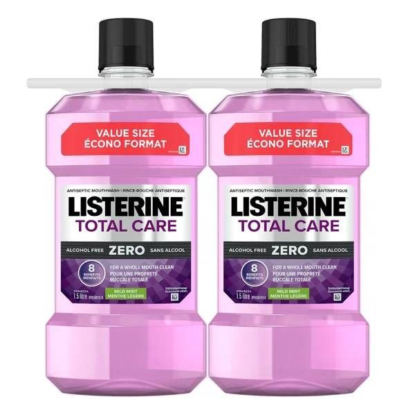 Listerine Total Care Zero Alcohol-Free Mouthwash, Value Size, 2 Pack