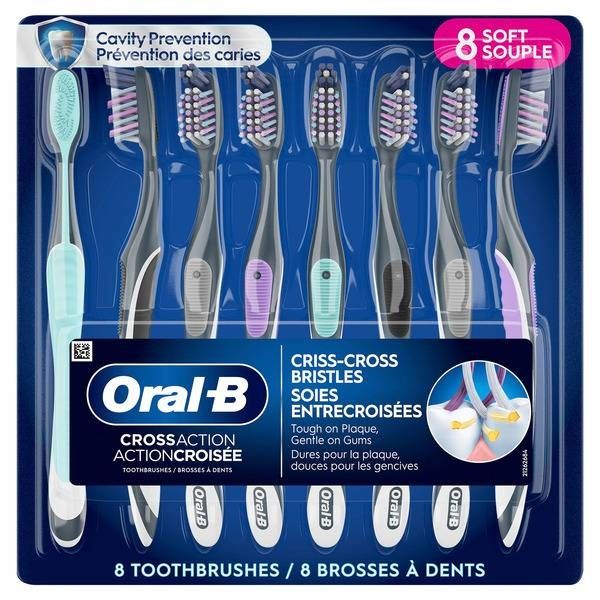 Oral-B CrossAction Medium Bristle Toothbrushes, Pack of 8