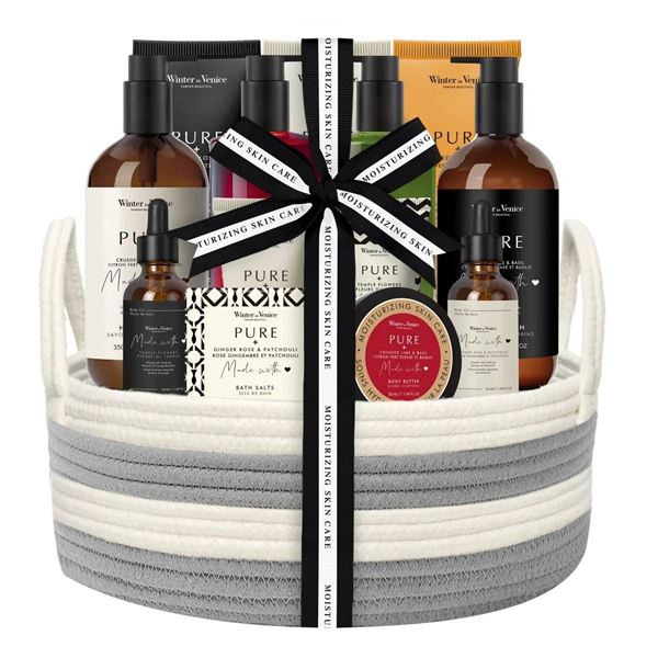 Potter & Moore Pure Skincare Set with Multiple Items and Basket