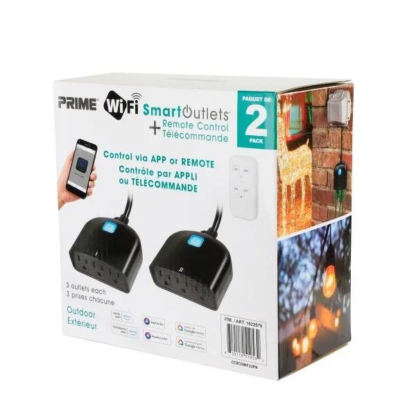 Prime WiFi Smart Outlets with Remote Control, 2 Pack