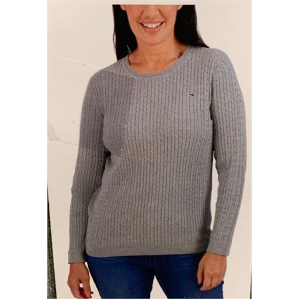 Tommy Hilfiger Women’s Gray Cable Knit Sweater Long Sleeve S/P