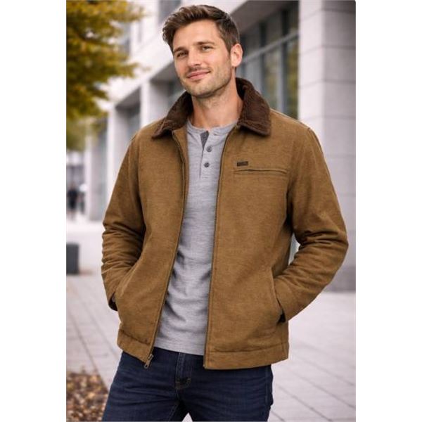 Wrangler Men’s Beige Jacket, Size Medium, Corduroy Collar