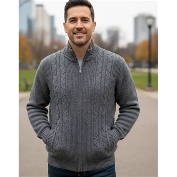 Buffalo David Bitton Men’s Sweater With Zipper Front Closure – Gray Color, Size La