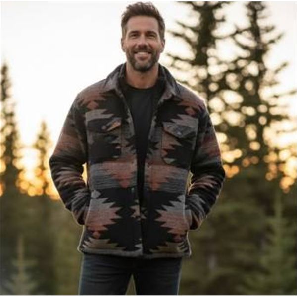 Jachs New York Men’s Quilted Jacket, XL, Geometric Pattern