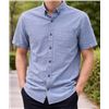 Image 1 : Hurley Short-Sleeve Button-Up Shirt, Denim Blue, Size M