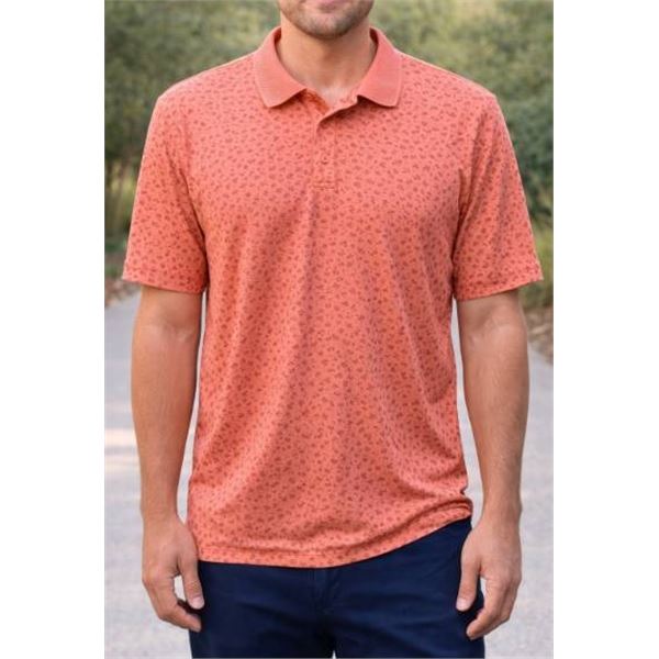 Sunice L/G Men’s Polo Shirt in Coral with Nature-Inspired Patterns